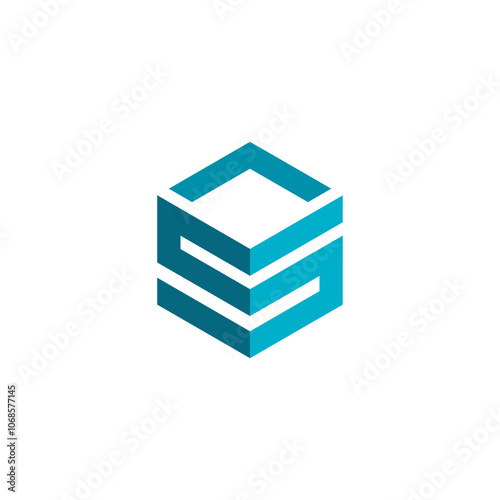 Cube Hexagon Letter S Logo design vector template