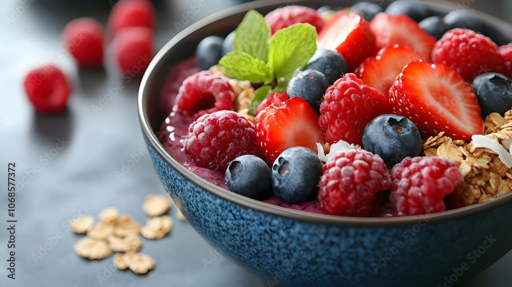 Photo Smoothie Bowl with Berries Granola and Coconut Photo Smoothie Bowl with Berries Granola and Coconut