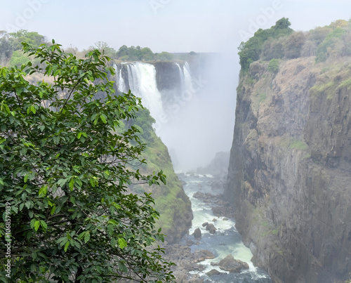 Victoria Falls, waterfall on the Zambezi River between Zambia and Zimbabwe. Africa photo