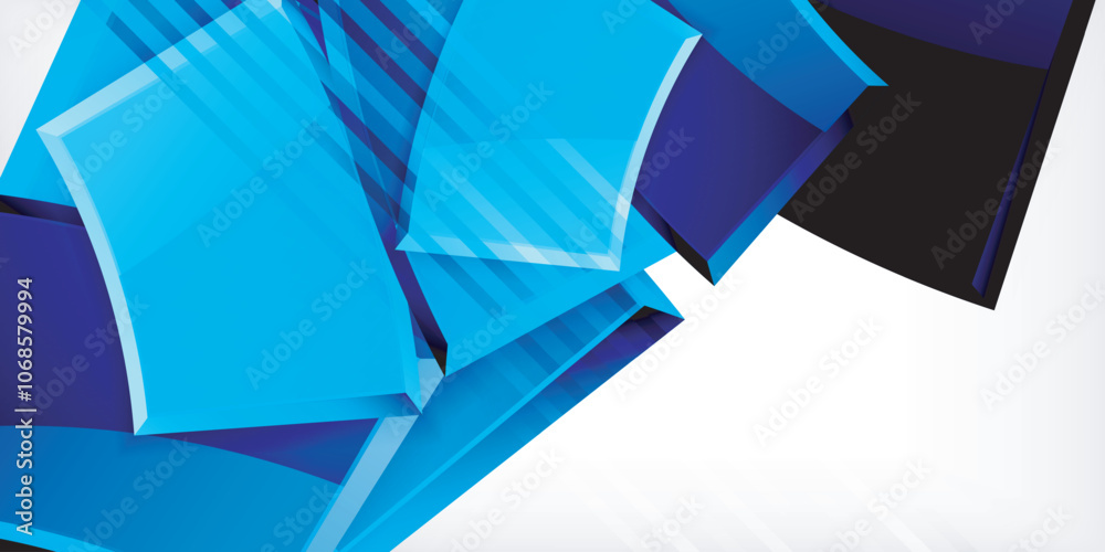 Fototapeta premium Round 3d shapes, plates background. Creative composition design template