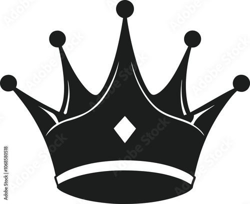 Royal Crown Silhouette Vector Illustration - Classic Elegant Symbol