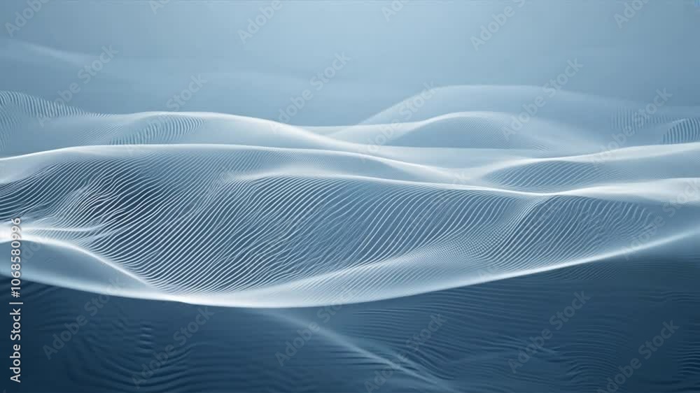 Ethereal waves of translucent fabric in serene blue create calming atmosphere, showcasing fluidity and smooth texture in this abstract composition. Ethereal waves of translucent fabric in serene blue create calming atmosphere, showcasing fluidity and smooth texture in this abstract composition.