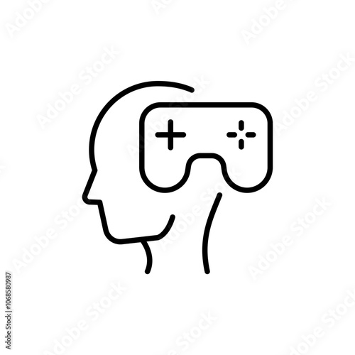 Game addiction outline icons, minimalist vector illustration ,simple transparent graphic element .Isolated on white background