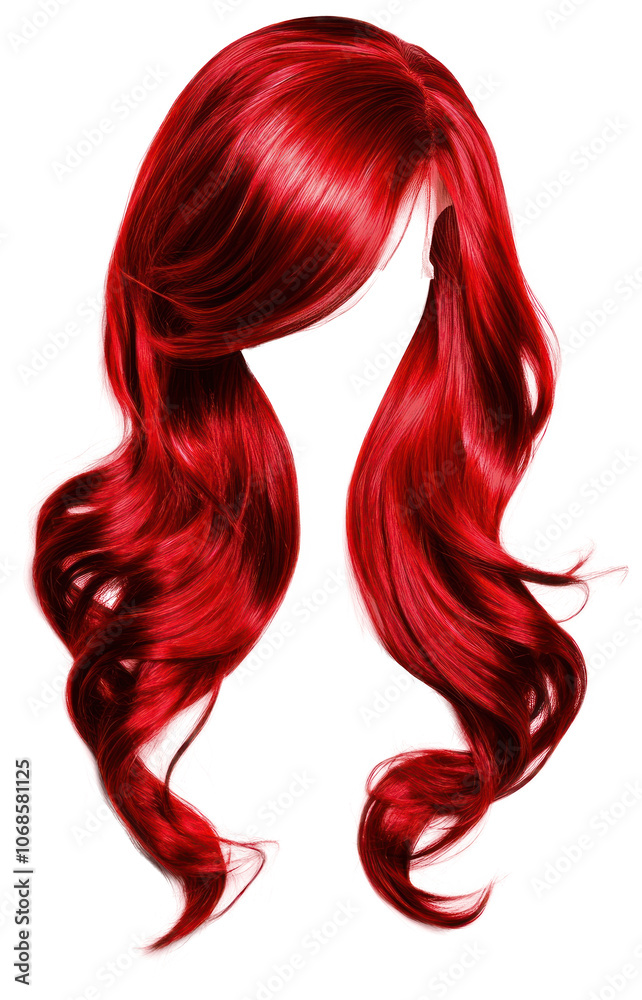 PNG Vibrant red wavy wig PNG Vibrant red wavy wig