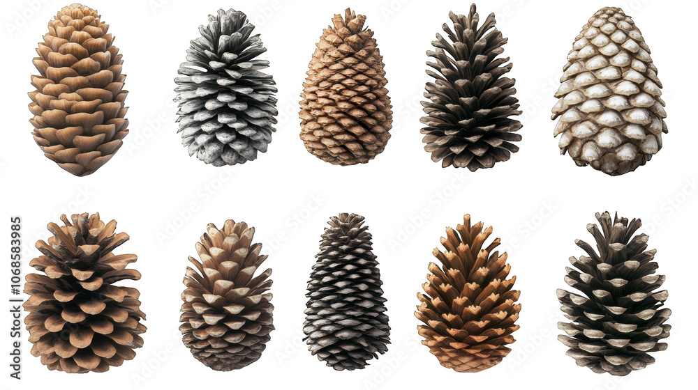 Intricate textures and patterns of pine cones in a natural setting, closeup view Intricate textures and patterns of pine cones in a natural setting, closeup view