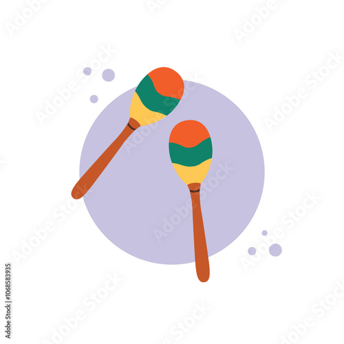 Maracas isolated on white background. Colorful Rumba shakers.Vector illustration cartoon flat style