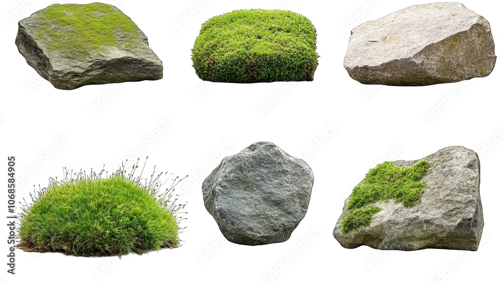 Vibrant green moss thriving on textured rocks, a closeup view of nature's resilience and beauty Vibrant green moss thriving on textured rocks, a closeup view of nature's resilience and beauty