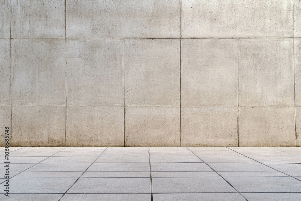 Fototapeta premium Minimalist Concrete Wall and Tiled Floor