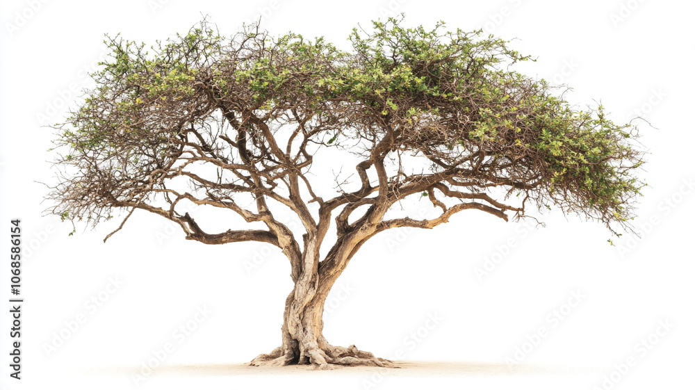 A leafless tree on the trunk isolated on white background A leafless tree on the trunk isolated on white background