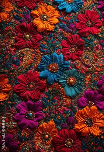 detailed close shots showcasing variety vibrant fabric patterns focus colorful intricate artistic styles, textile, texture, design, swatch, material