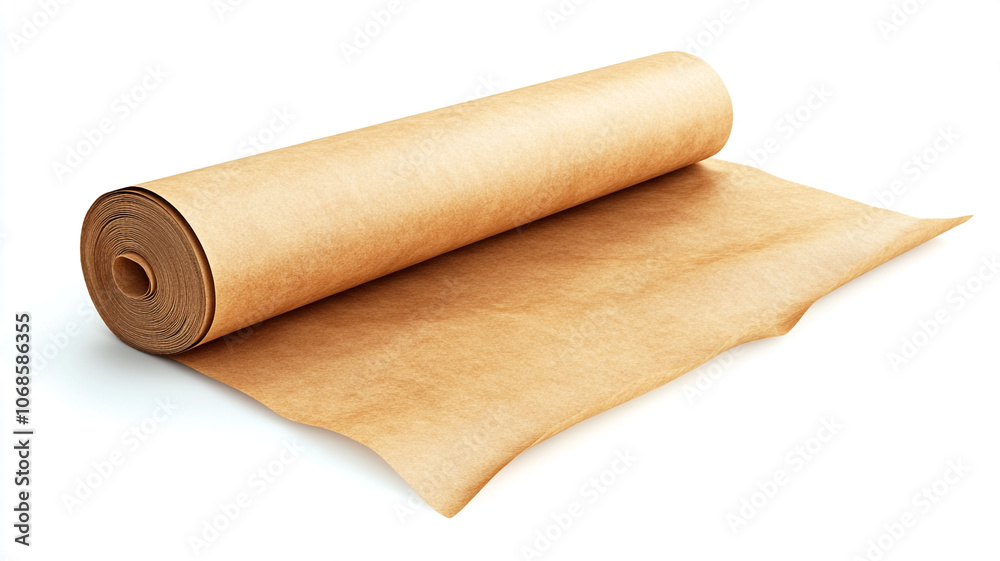 Fototapeta premium A piece of beige kraft paper isolated on a white background
