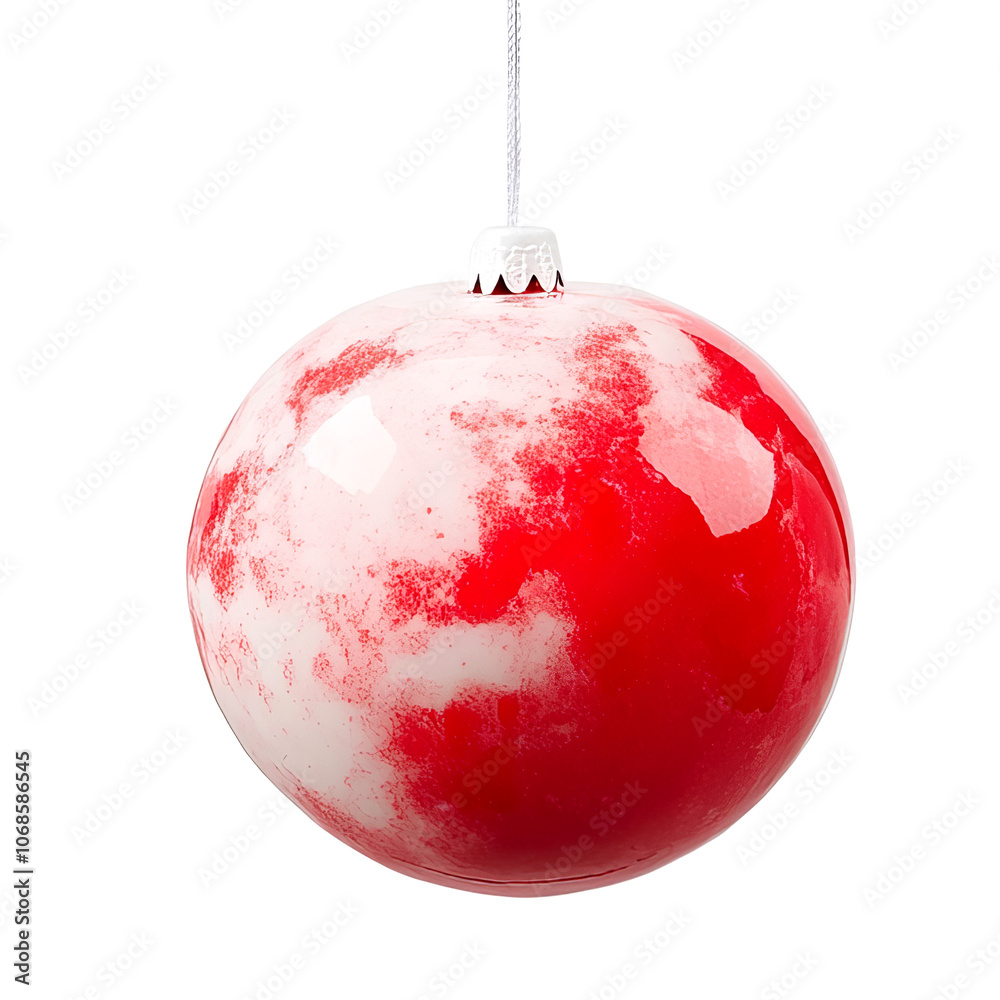 A vibrant round ornament featuring a mix of red and white colors, perfect for festive decorations. A vibrant round ornament featuring a mix of red and white colors, perfect for festive decorations.