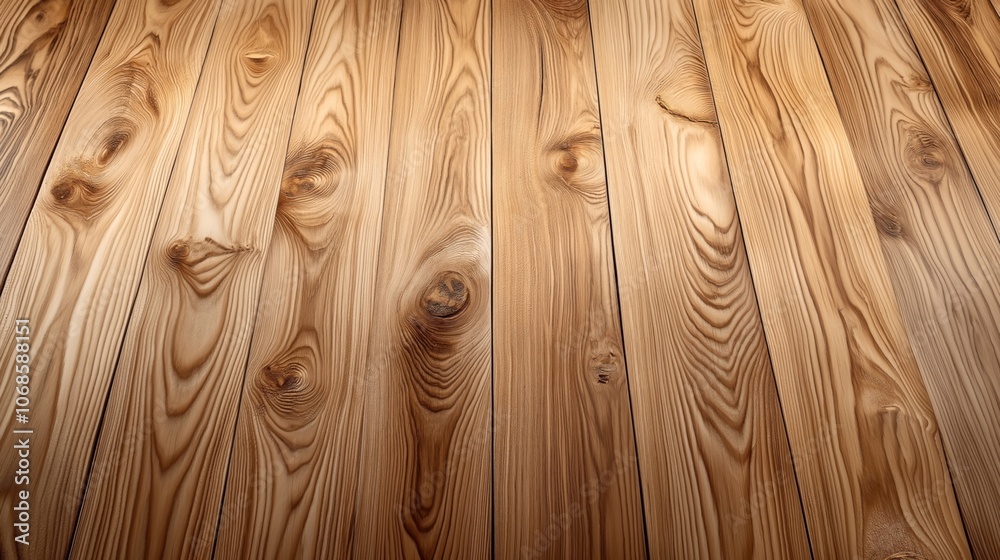 Close-up view of natural wooden planks with visible grain patterns and knots, creating a warm and rustic texture. Close-up view of natural wooden planks with visible grain patterns and knots, creating a warm and rustic texture.