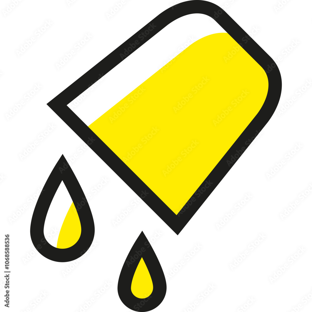 Yellow Paint and Drops Falling From a Paint Roller on a White Surface Yellow Paint and Drops Falling From a Paint Roller on a White Surface