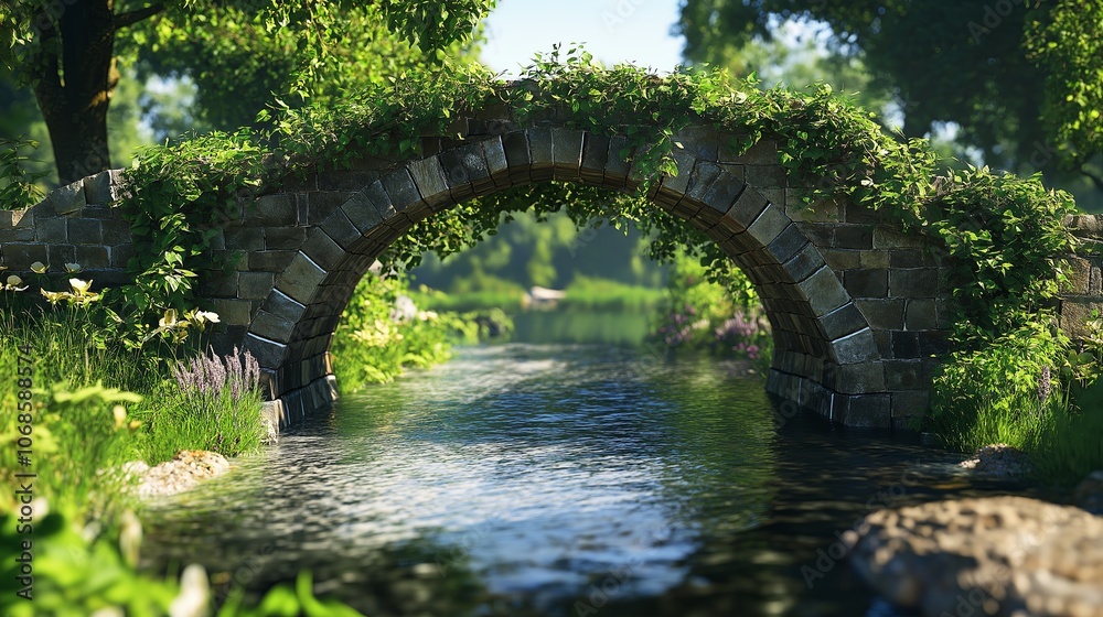 Old Stone Bridge Over a Flowing River Old Stone Bridge Over a Flowing River