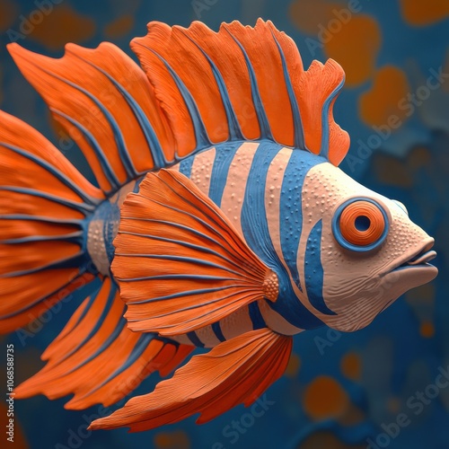 Vibrant Lionfish Sculpture Radiates Calm, Serene Beauty Always photo