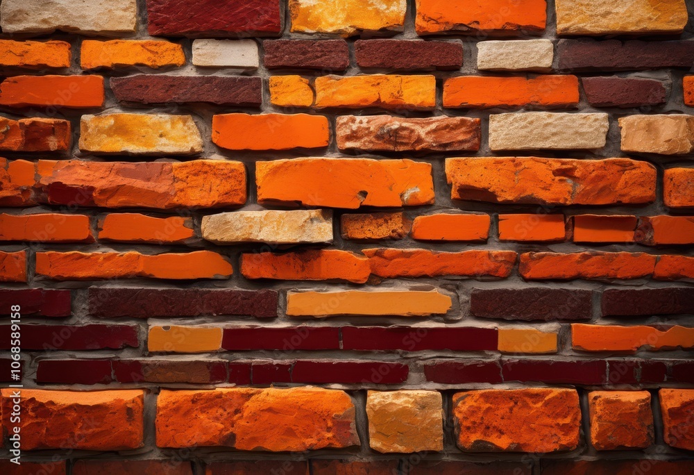 Obraz premium detailed close vibrantly colored brick surfaces showcasing rich textures vivid hues artistic composition, pattern, masonry, design, blue, yellow, green