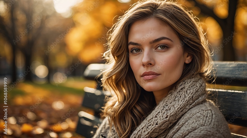 A woman walking on the street surrounded by yellow autumn leaves, capturing the transition between autumn and winter in a serene atmosphere A woman walking on the street surrounded by yellow autumn leaves, capturing the transition between autumn and winter in a serene atmosphere