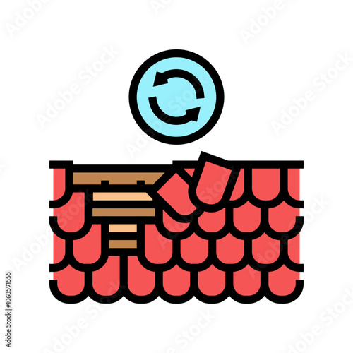 roof shingle replacement home maintenance color icon vector. roof shingle replacement home maintenance sign. isolated symbol illustration