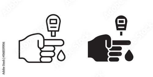 Blood sugar test icon. thin stroke and solid.