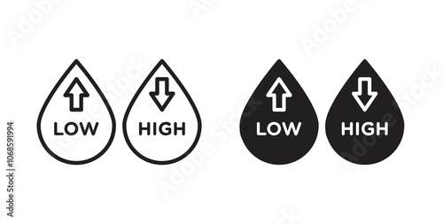 Low and high cholesterol icon. thin stroke and solid.