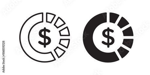 Asset allocation icon. thin stroke and solid.