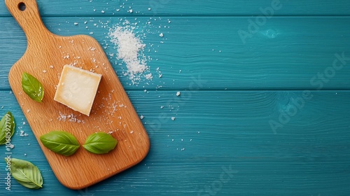 Fresh Ingredients on a Wooden Cutting Board photo