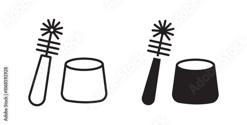 Toilet brush icon. thin stroke and solid.