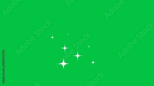 Animation of twinkling stars, sparkles on green background, night sky. Blinking retro vector stars and dots, twinkling starry night sky, looping animation. Glowing Twinkle Star Sky, Animation. 4k