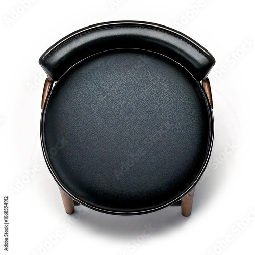 Black bar stool top view isolated on white background
