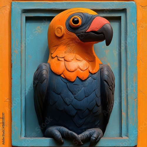 Winged Serenity: Vibrant Abstract Vulture in Sculptural Form photo