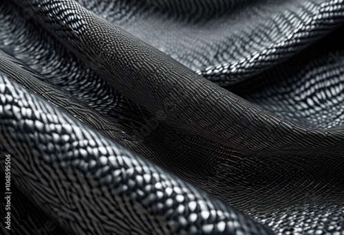 Wallpaper Mural close view shimmering silver textures luxurious fabric showing intricate patterns glossy surfaces, silk, materials, detail, light, reflective, shine, custom Torontodigital.ca