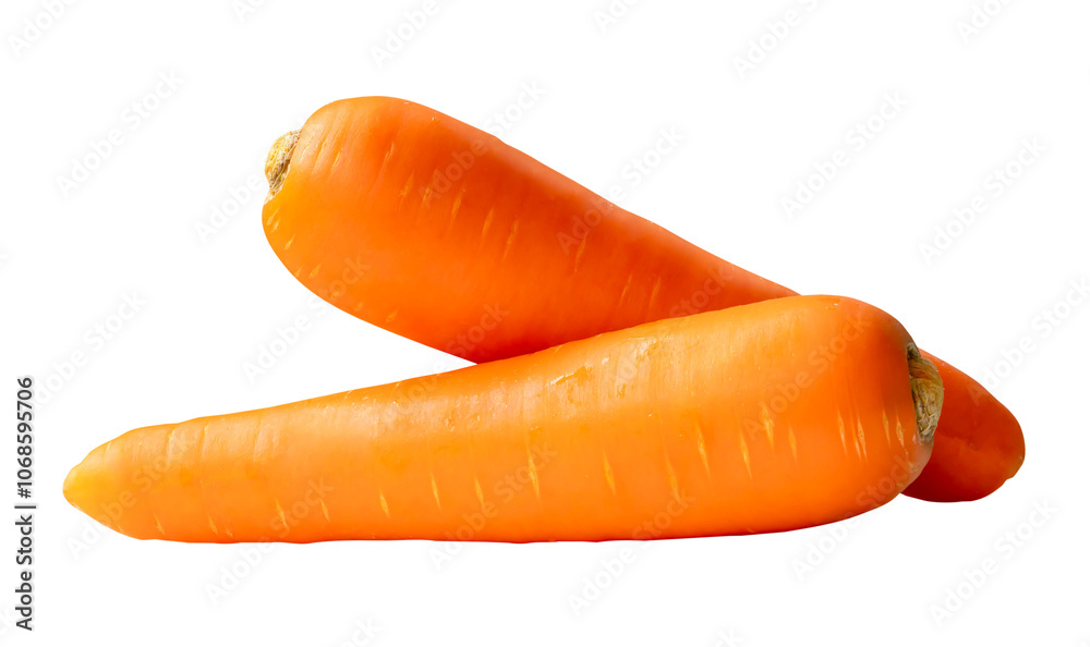 Side view of fresh orange carrot roots in stack isolated with clipping path in png file format Side view of fresh orange carrot roots in stack isolated with clipping path in png file format