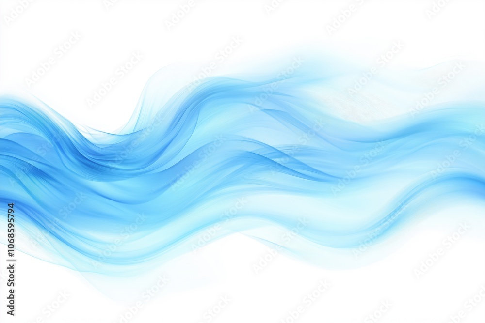 Light blue abstract flowing wave pattern on white