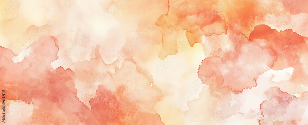 This is a watercolor painting of a peach and white abstract design. It is a beautiful and delicate piece of art This is a watercolor painting of a peach and white abstract design. It is a beautiful and delicate piece of art