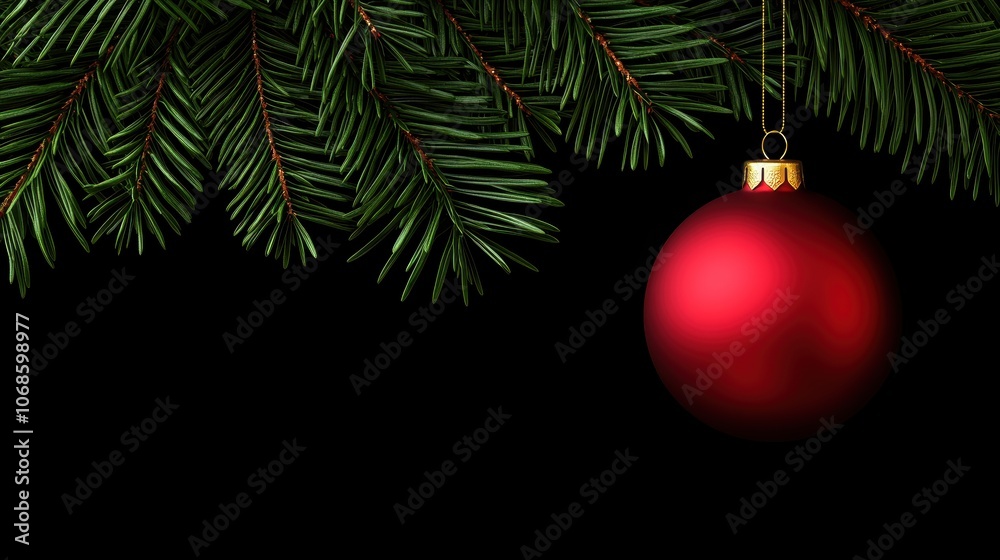 A red ornament hangs from a tree branch A red ornament hangs from a tree branch