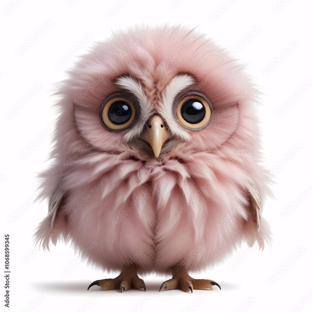 Fototapeta premium Pink cute bird - Generative AI