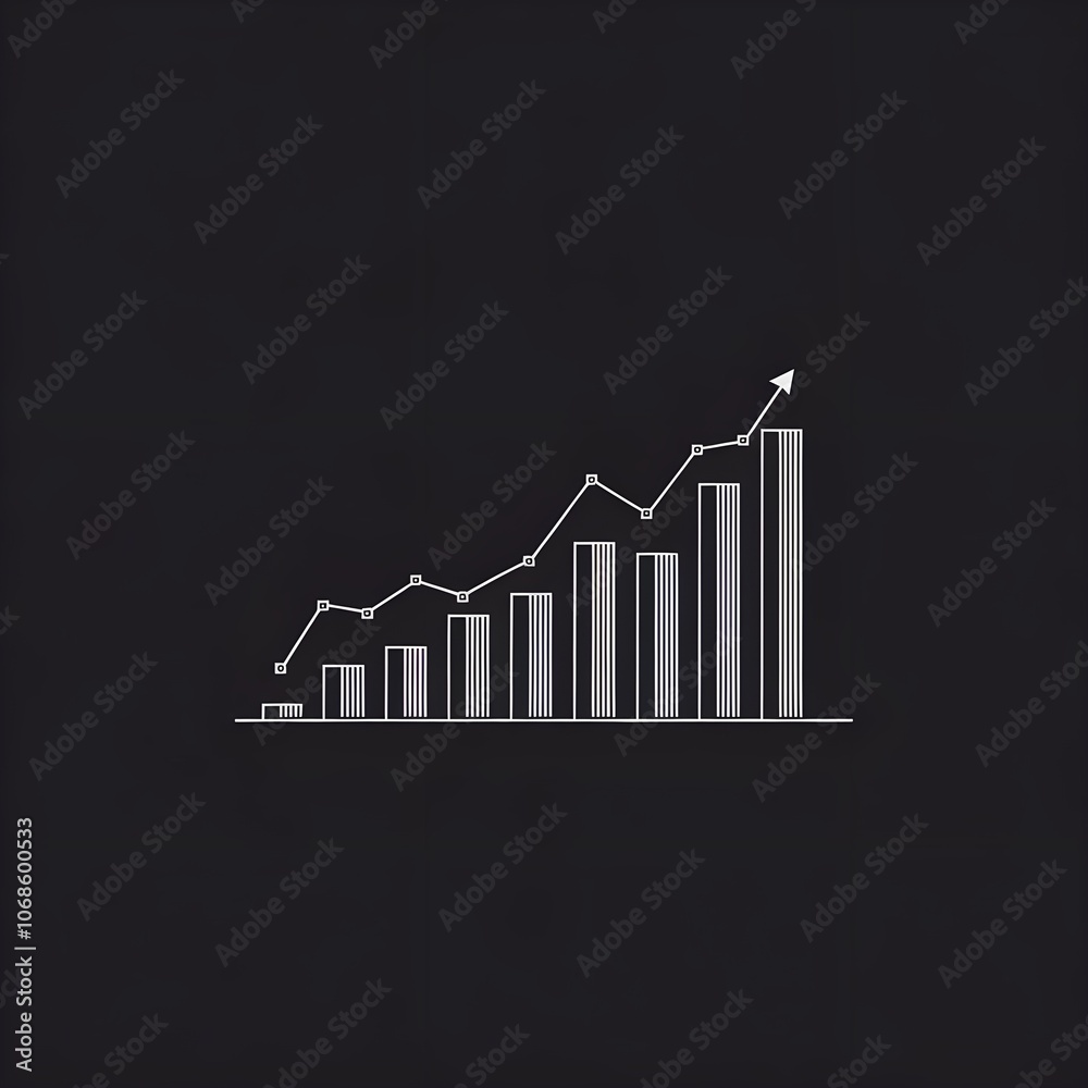 Upwards-trending green line chart. The line chart has one data series with multiple data points. Upwards-trending green line chart. The line chart has one data series with multiple data points.