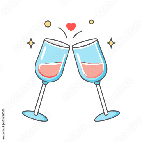 Wallpaper Mural toasting glasses vector art,  flat illustration toasting glasses icon. Torontodigital.ca