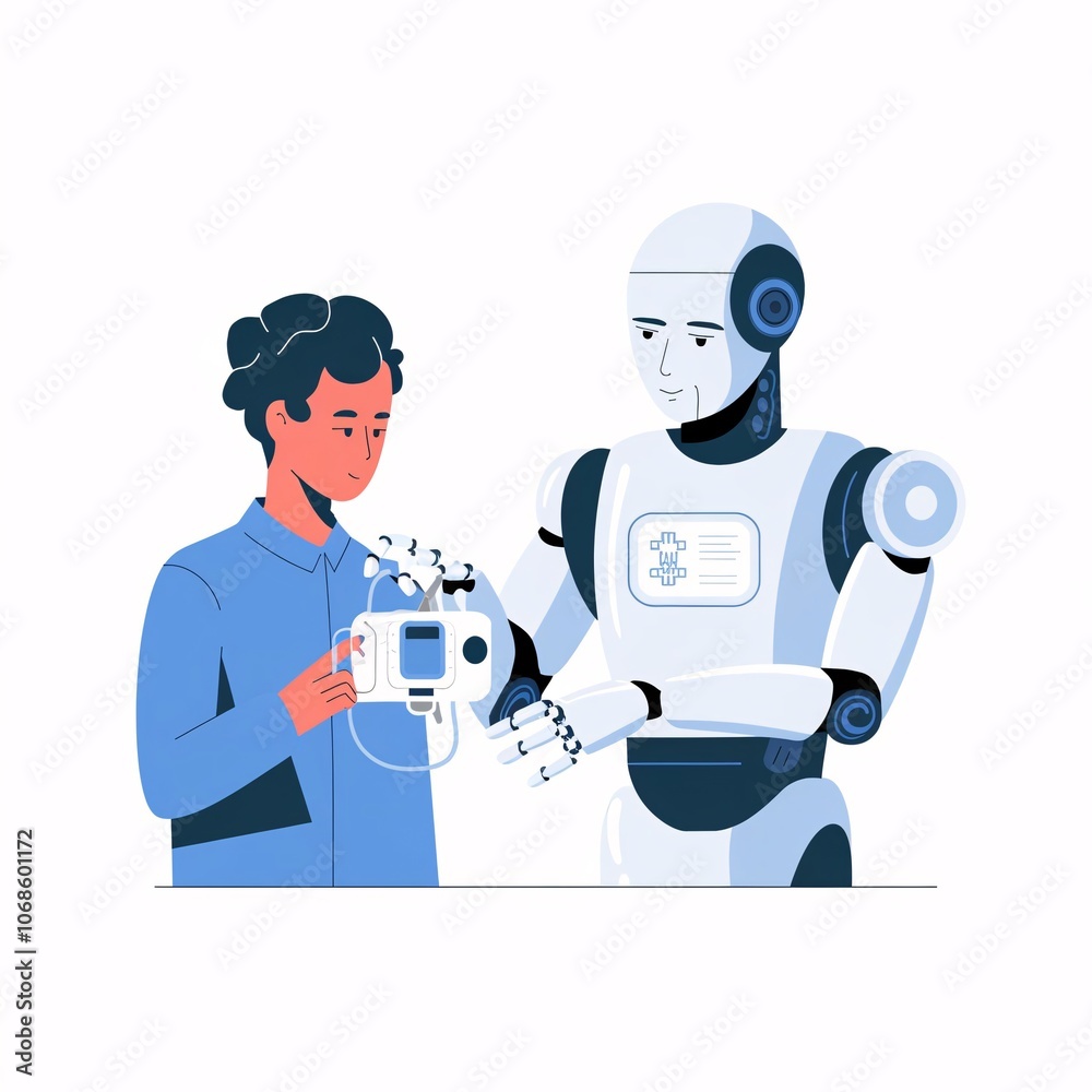 a man and a robot are standing in front of a table with cups of liquid. a man and a robot are standing in front of a table with cups of liquid.