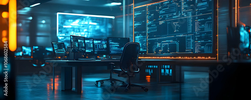 3D Illustration Futuristic Technology Data Center Servers