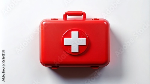 Red First Aid Box Isolated on White Background for Health and Safety Stock Photography photo