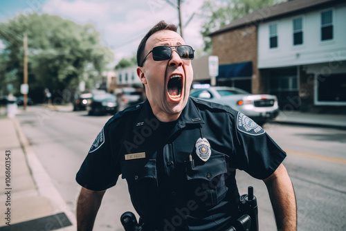 generated Illustration of male police officer yelling