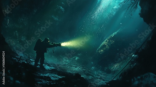 Wallpaper Mural Close-up portrait of scuba diver underwater. Torontodigital.ca