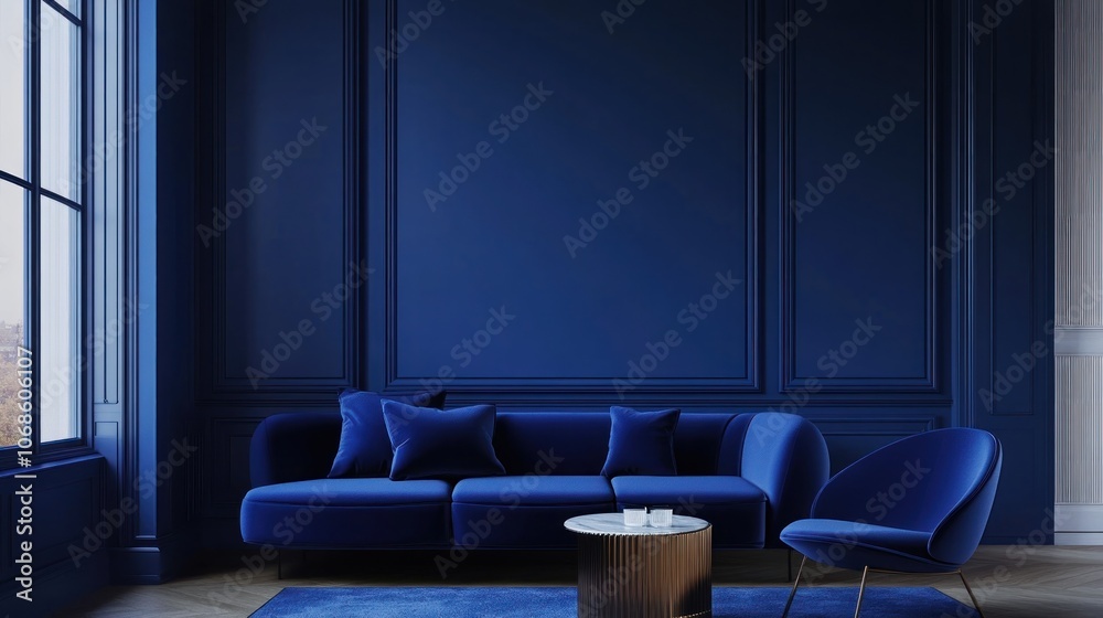 Blue Velvet Living Room with a View Blue Velvet Living Room with a View