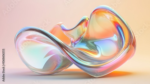 A mesmerizing abstract sculpture with swirling, colorful transparency and smooth curves, evoking fluidity and creativity.