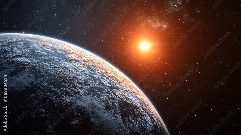 Fototapeta premium An exoplanet discovery made using space telescopes, showing potential life-bearing planets outside our solar system