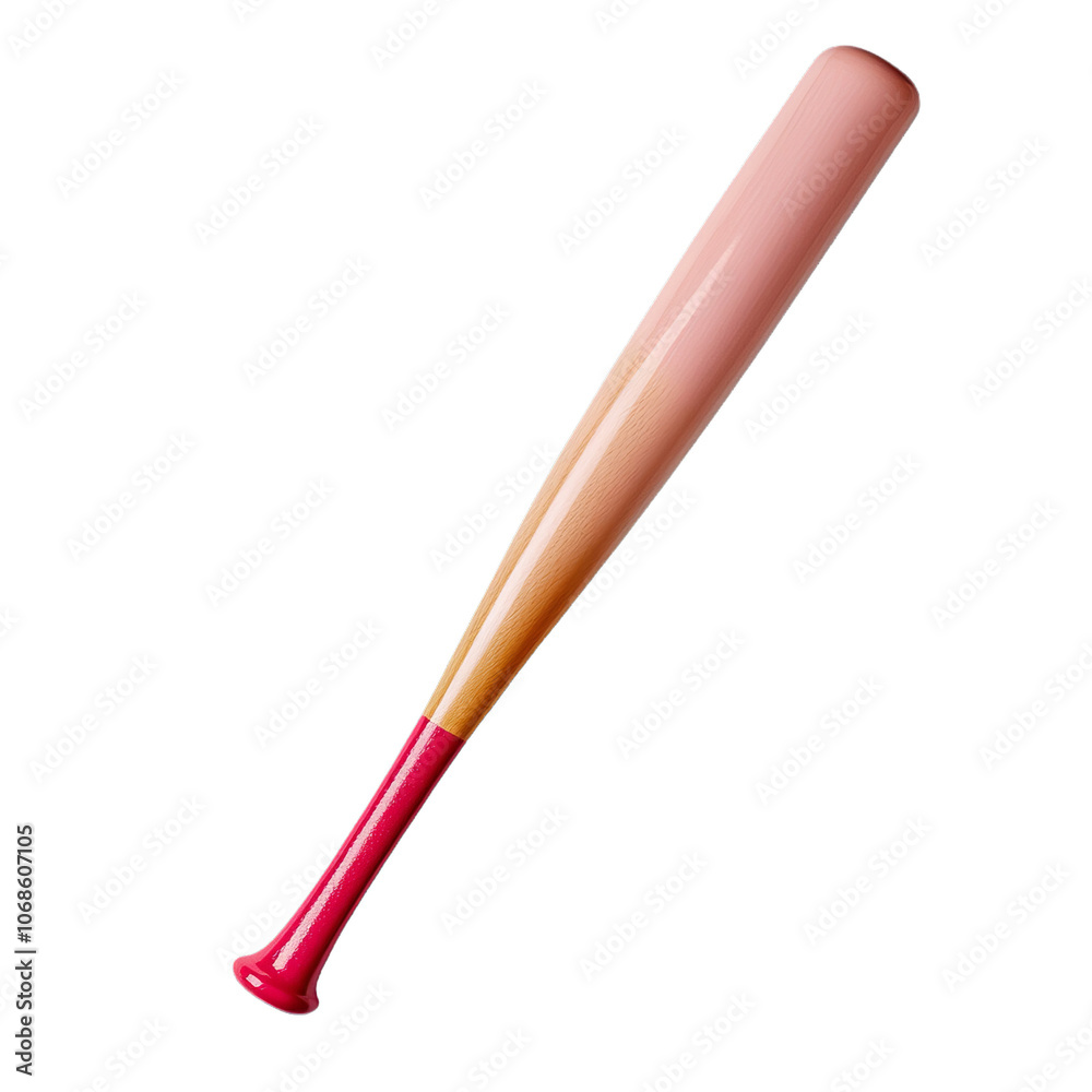 wooden baseball bat with red handle on transparent background. wooden baseball bat with red handle on transparent background.