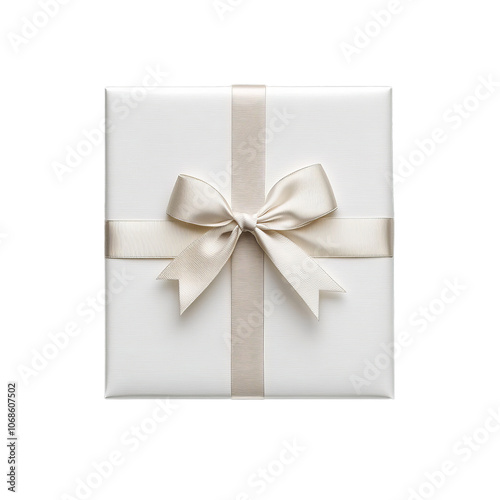 classic gift box wrapped in elegant white paper with simple bow, perfect for any occasion.