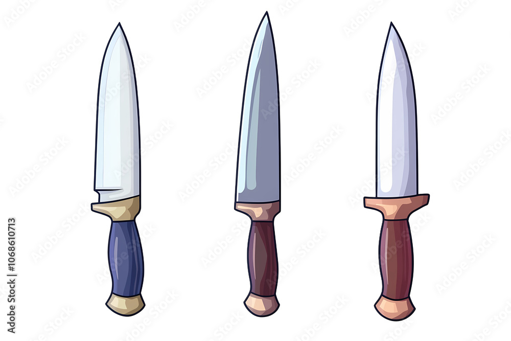 Illustration of Different Knives in Various Styles Illustration of Different Knives in Various Styles